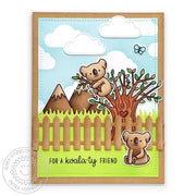 Sunny Studio "For a Koala-ty Friend" Koala Bear in Tree Zoo Themed Card (using Picket Fence Border Dies)
