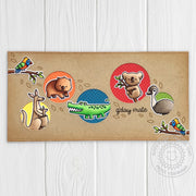 Sunny Studio G'day Mate Koala, Kangaroo, Wombat, Crocodile & Emu Handmade Slimline Card (using Outback Critters 4x6 Clear Stamps)