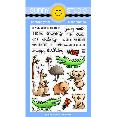 Sunny Studio Outback Critters 4x6 Clear Photopolymer Aussie Australian Themed Animal Stamps SSCL-301