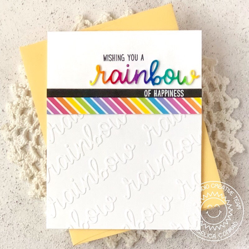 Sunny Studio Stamps Over The Rainbow Card by Angelica (featuring tone-on-tone layered die-cuts)
