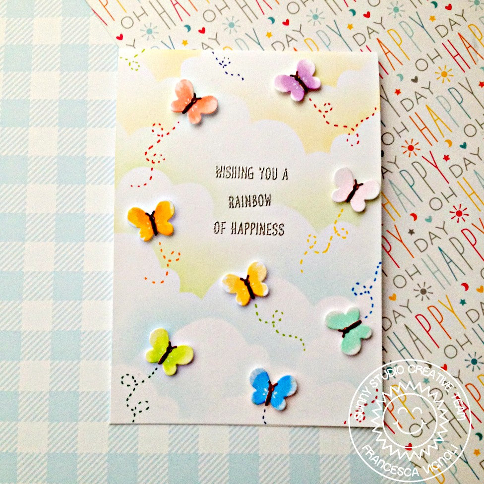 Sunny Studio Stamps Over The Rainbow Colorful Butterfly Card by Franci