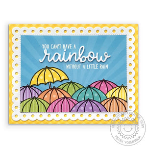 Sunny Studio Stamps You Can't Have  a Rainbow Without A Little Rain Scalloped Spring Umbrella Card (using Frilly Frames Polka-Dot Metal Cutting Dies)