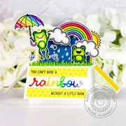 Sunny Studio Stamps Froggy Friends Frog with Rainbow, Clouds, Sunshine & Umbrella Pop-up Box Card by Rachel Alvarado