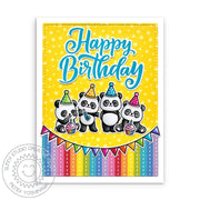 Sunny Studio Rainbow Striped Panda Birthday Card (using Panda Party 4x6 Clear Stamps)