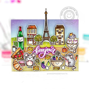 Sunny Studio Paris Feast Handmade Card inspired by Disney's Ratatouille Movie (using Harvest Mice 4x6 Clear Stamps)
