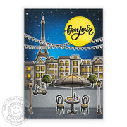 Sunny Studio Evening City Street Night Cafe Scene with Eiffel Tower Card (using Paris Afternoon 4x6 Clear Stamps)