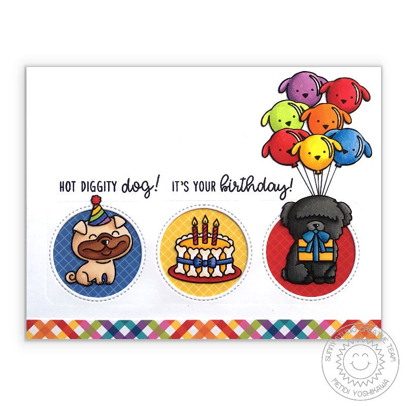 Sunny Studio Puppy Dog Birthday Card (using Rainbow Bright 6x6 Paper)