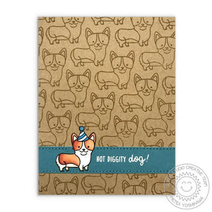 Sunny Studio Stamps Party Pups Corgi Hot Diggity Dog Card