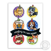 Sunny Studio Stamps: Devoted Doggies Grid Style Dog Themed Birthday Card