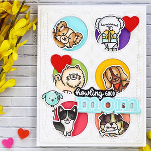 Sunny Studio Stamps Party Pups Mother's Day Card featuring Window Trio Circle Dies