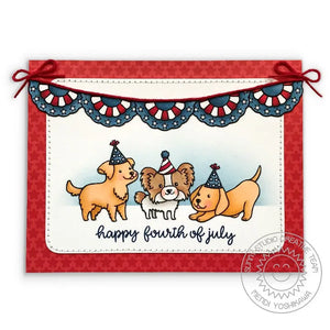 Sunny Studio Fourth of July Puppy Dog Card by Mendi Yoshikawa (using Party Pups 4x6 Clear Stamps)