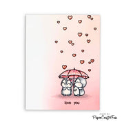 Sunny Studio Love You Penguins with Umbrella & Heart Rain Valentine's Day Card (using Passionate Penguins 4x6 Clear Stamps)