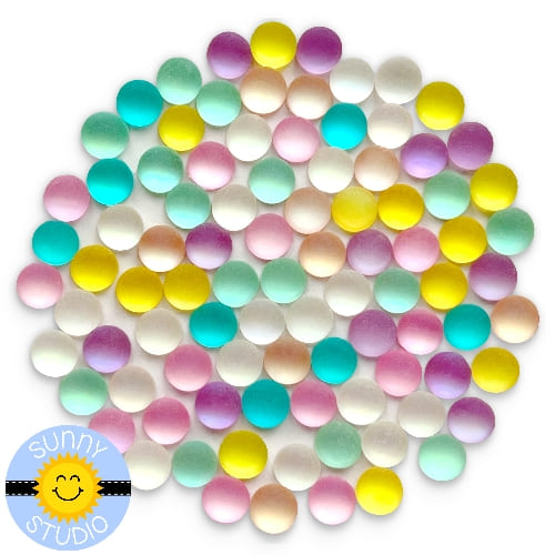 Sunny Studio Stamps 6mm Colorful Pastel Frosted Drops Droplets Embellishments SSEMB-213