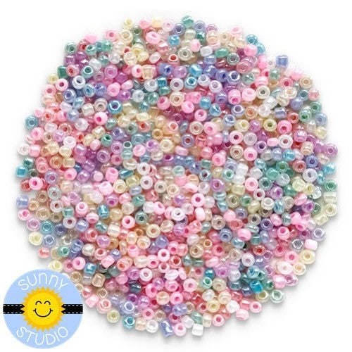 Sunny Studio Stamps 3mm Pastel Iridescent Micro Seed Beads Embellishments perfect for Shaker Cards