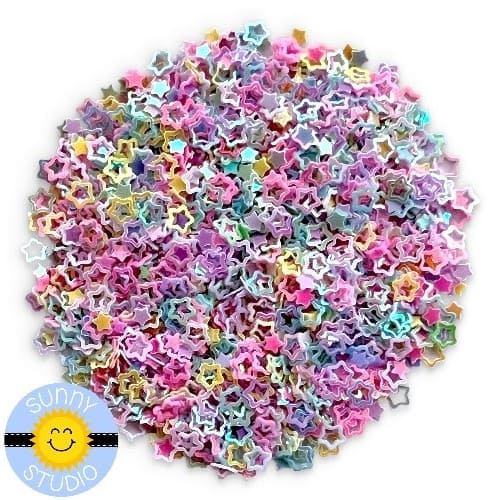 Sunny Studio Stamps Iridescent Pastel Star Confetti perfect for embellishing paper crafting projects or shaker cards