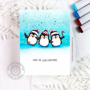Sunny Studio CAS Have An Ice Christmas Punny Holiday Winter Card (using Penguin Pals 4x6 Clear Stamps)