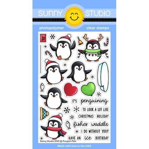 Sunny Studio Stamps Penguin Pals 4x6 Winter Holiday Christmas Clear Photopolymer Stamp Set