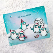 Sunny Studio Have An Ice Birthday Punny Winter Birthday Handmade Card (using Penguin Pals 4x6 Clear Stamps)