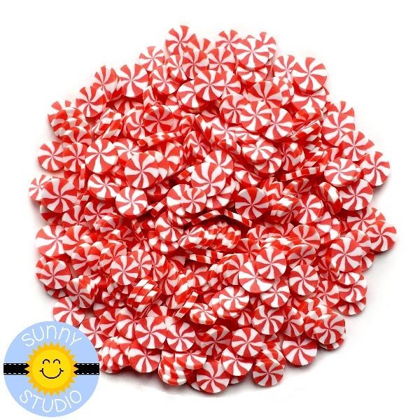 Sunny Studio Stamps Red Peppermint Confetti Clay Embellishments SSEMB-109