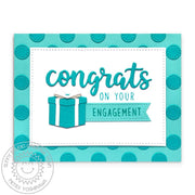Sunny Studio Congrats on Your Engagement Tiffany Blue Box Stitched Polka-dot Card using Perfect Gift Boxes Metal Cutting Die