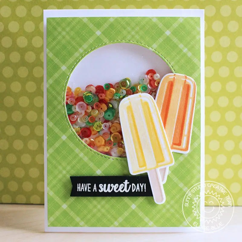 Sunny Studio Stamps Perfect Popsicles Banana & Orange Shaker Card