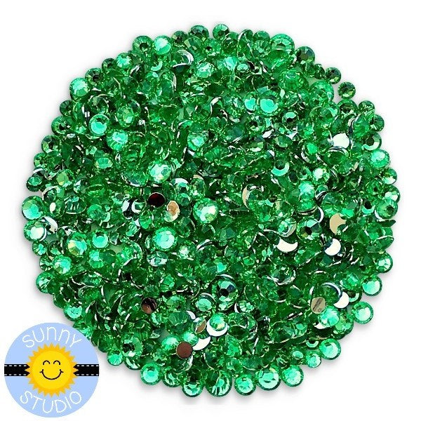 Sunny Studio Stamps Transparent Peridot Green Lime Faux Jewels Rhinestones Crystals Gems- 3mm, 4mm & 5mm