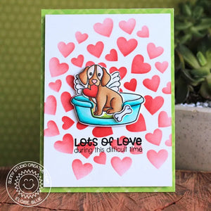 Sunny Studio Stamps Pet Sympathy Card with Heart Background print using Stitched Heart Dies