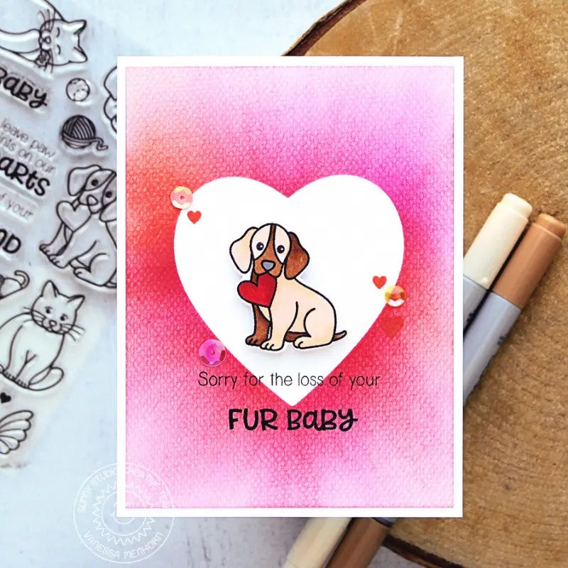 Sunny Studio Stamps Pet Sympathy Fur Baby Dog in Heart Card