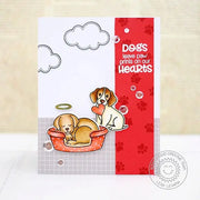 Sunny Studio Stamps Pet Sympathy Red & Grey Dogs Leave Paw Prints on Our Hearts Card
