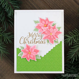 Sunny Studio Stamps Petite Poinsettias Green Christmas Holiday Card by Juliana Michaels