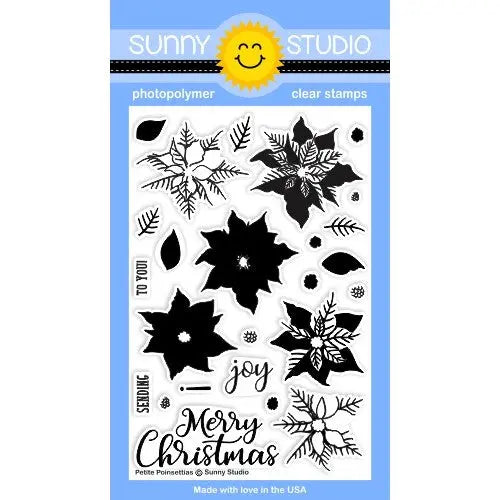 Sunny Studio Stamps Petite Poinsettias 4x6 Photo-Polymer Christmas Holiday Flower Layering Stamp Set