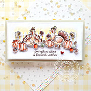 Sunny Studio Stamps Pumpkin Kisses & Harvest Wishes Turkey Thanksgiving Card (using Picket Fence Metal Cutting Dies)