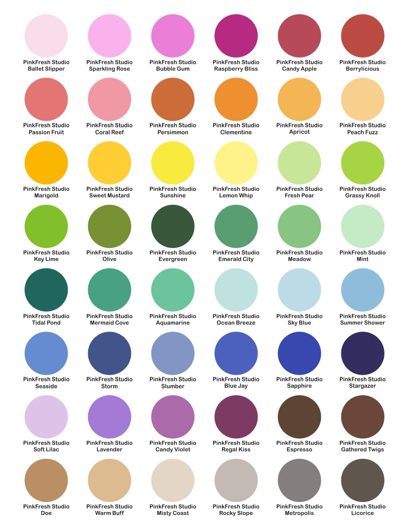 PinkFresh Studio Pink Fresh Premium Dye Ink Color Comparison Chart