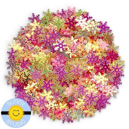 Sunny Studio Stamps Pink & Yellow Snowflake Sequins Embellishments for Shaker Cards