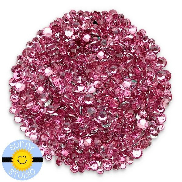 Sunny Studio Stamps Transparent Pastel Pale Pink Jewels Rhinestones Crystals- 3mm, 4mm & 5mm
