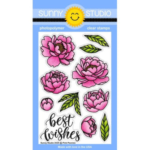 Sunny Studio Stamps Pink Peonies Peony 4x6 Clear Photopolymer Stamp Set