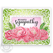 Sunny Studio Stamps Pink & Green Peonies Watercolor Handmade Sympathy Card (using Blooming Frame Background Dies)
