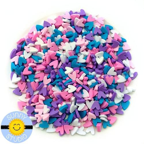 Sunny Studio Stamps 5mm Pink, Purple, Blue & White Clay Heart Confetti Embellishments for Shaker Cards