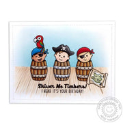 Sunny Studio Stamps Pirate Pals Pirates Hiding in Barrels Birthday Card