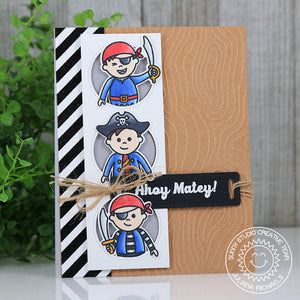 Sunny Studio Stamps Pirate Pals Ahoy Matey Card featuring Window Trio Circle dies