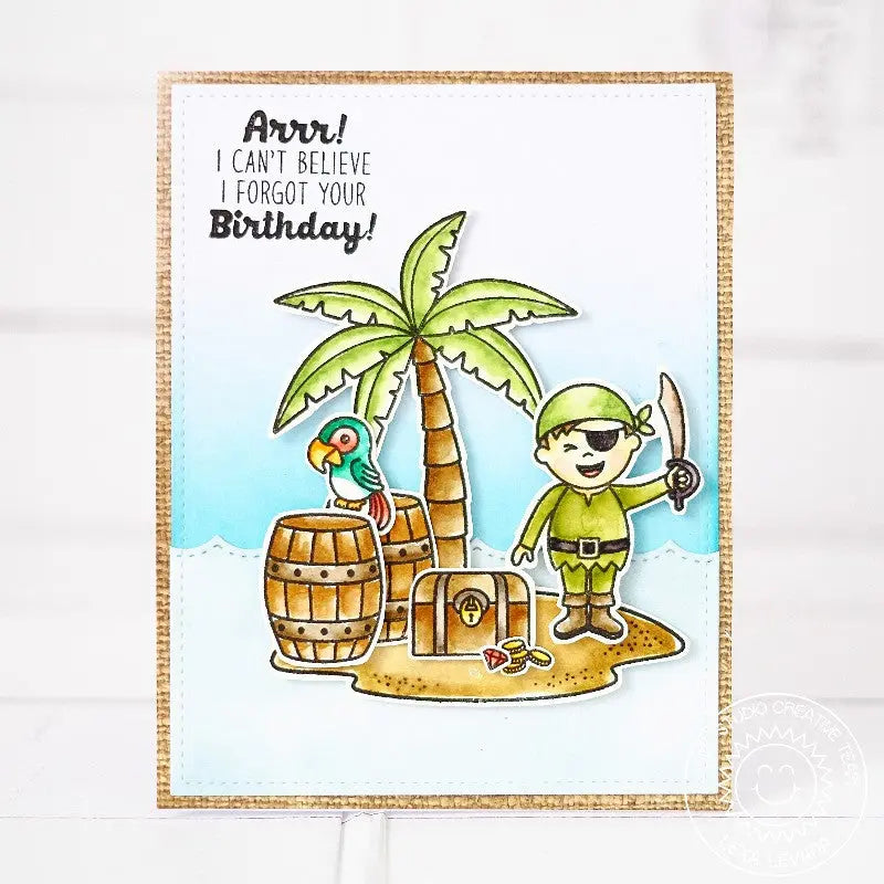 Sunny Studio Stamps Pirate Pals Pirate & Parrot Belated Birthday Card