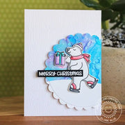 Sunny Studio Stamps Playful Polar Bear Christmas Card with Alcohol Ink Background