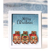 Sunny Studio 3 Brown Bears Winter Holiday Christmas Card (using Playful Polar Bear 4x6 Clear Stamps)