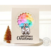 Sunny Studio Believe in the Magic of Christmas Rainbow Winter Holiday Card (using Playful Polar Bear 4x6 Clear Stamps)