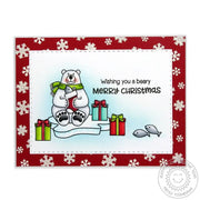 Sunny Studio Stamps Playful Polar Bears Beary Merry Christmas Card with Fish in Stocking