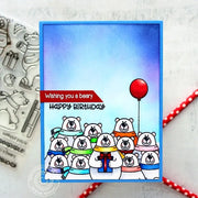 Sunny Studio Stamps Playful Polar Bears Rainbow Birthday Card with Red Balloon