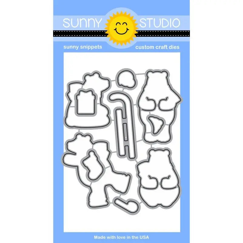 Sunny Studio Stamps Playful Polar Bears Winter Holiday Steel Rule Dies