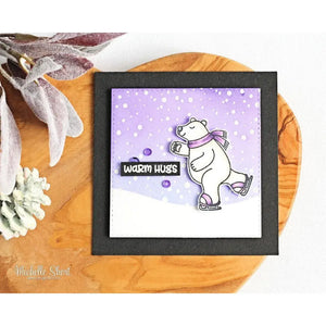 Sunny Studio Stamps Frosty Flurries Lavender Polar Bear Christmas Card with Snowy Background
