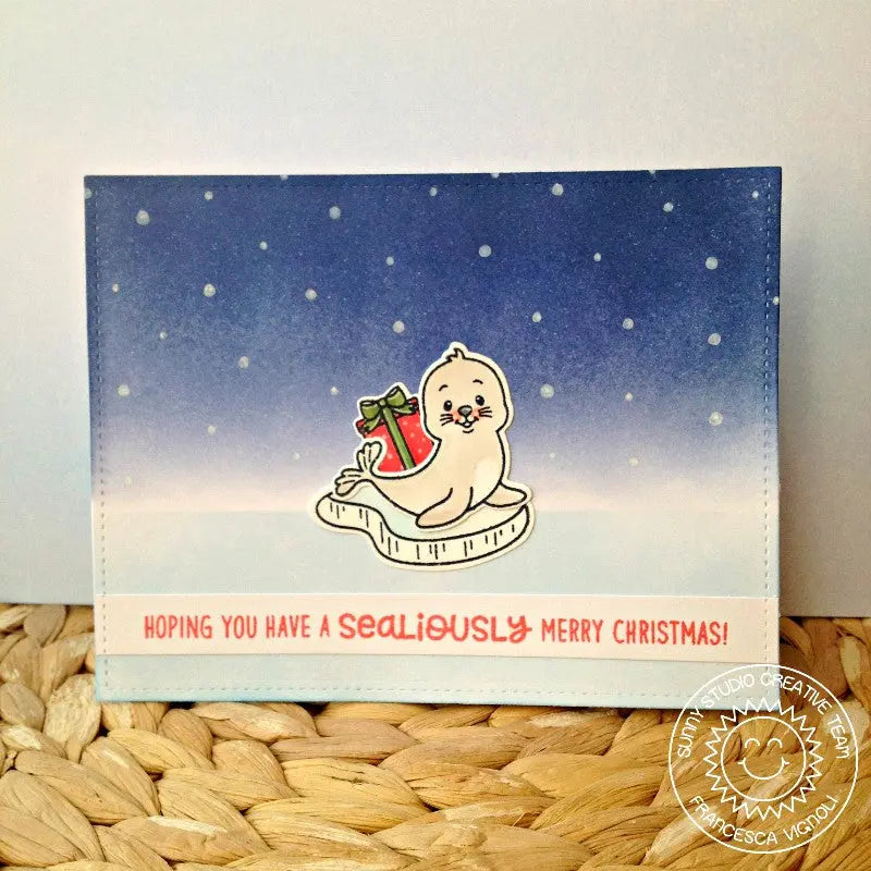Sunny Studio Stamps Polar Playmates Seal Christmas Card by Franci