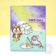 Sunny Studio Stamps Polar Playmates Let's Chill Ice Fishing Card by Lexa Levana